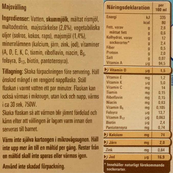 Nestlé Drickfärdig Välling Majs
