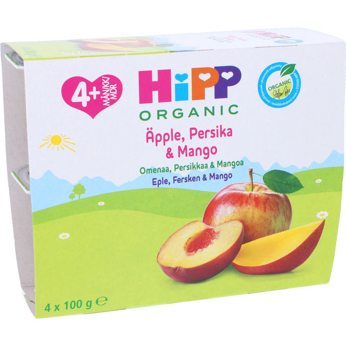 Hipp Øko Frugtpuré Æble Fersken & Mango 