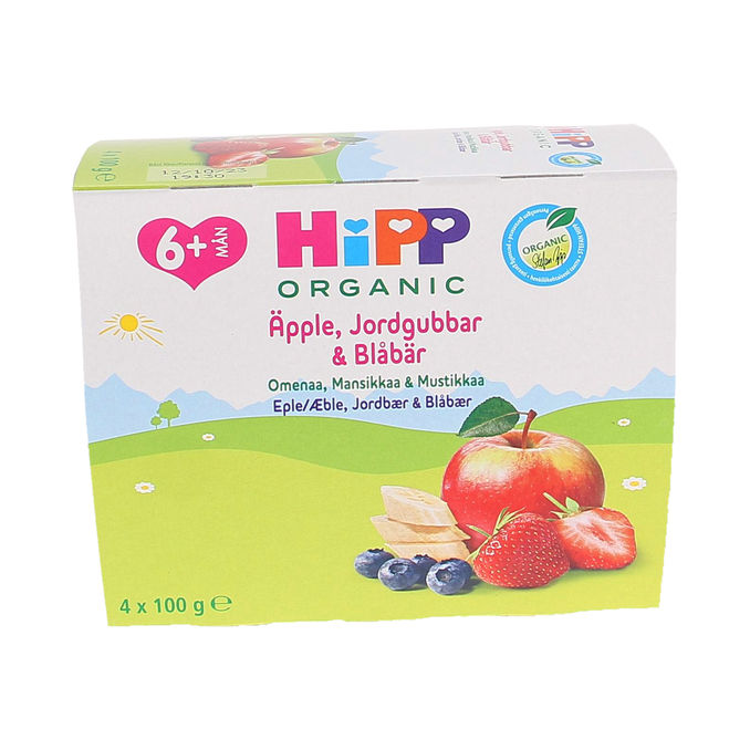 Hipp Hedelmäsose Omena, Mansikka & Mustikka 4-pack
