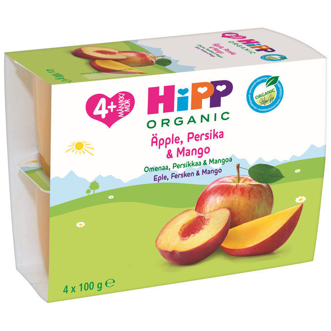 Hipp Puré Äpple Jordgubb & Blåbär 4-pack