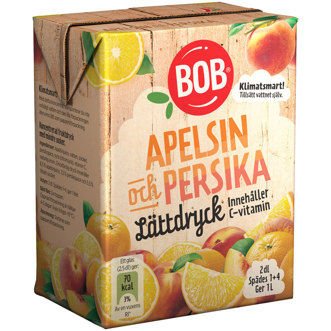 BOB Saft Koncentrat Appelsin og Fersken