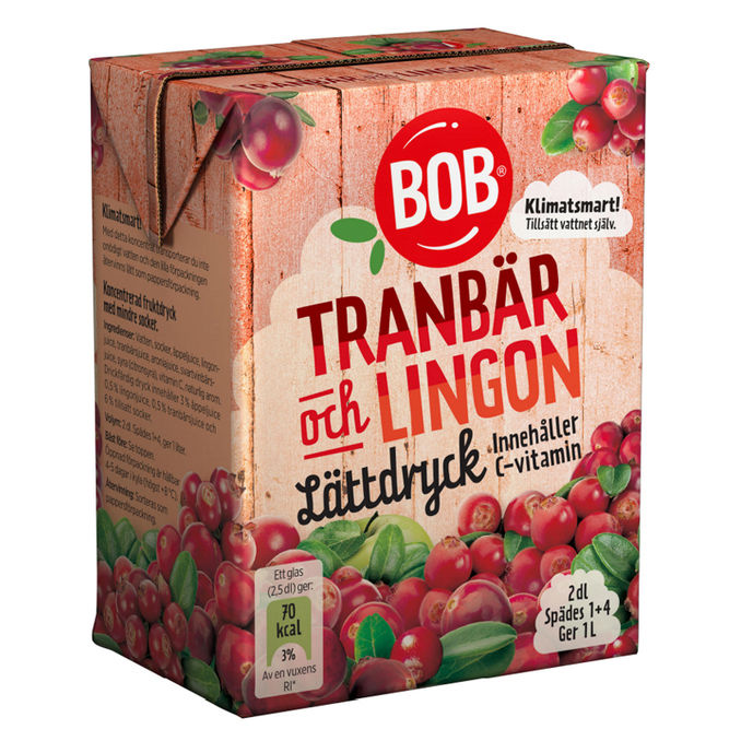 BOB Lättdryck Tranbär & Lingon