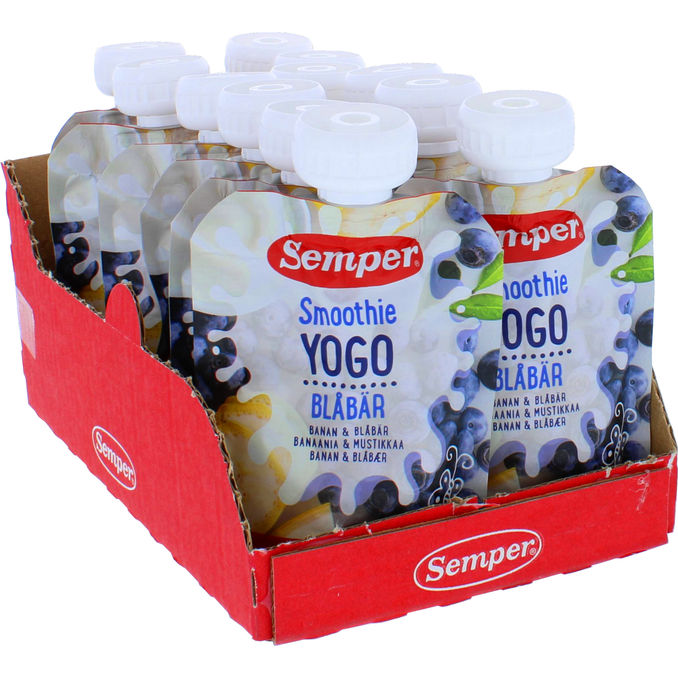 Semper Barnmat Yoghurt Banan & Blåbär 12-pack