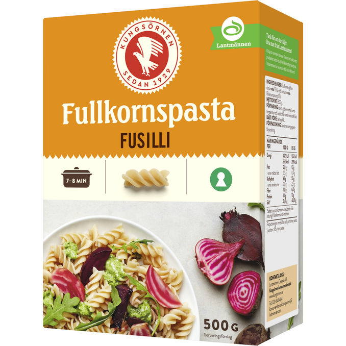 Kungsörnen Fusilli Fullkornspasta