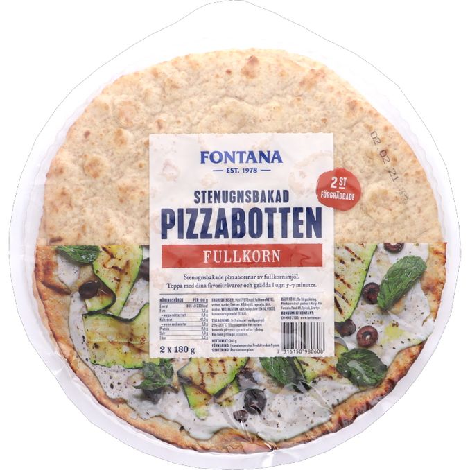 Fontana Pizzabotten Fullkorn 2-pack