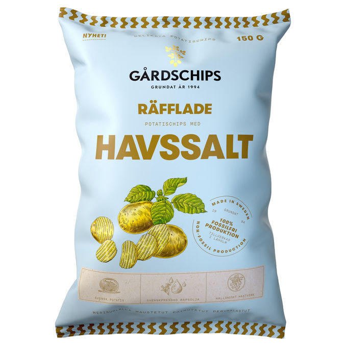 Gårdschips 3 x Chips Havsalt Rillede