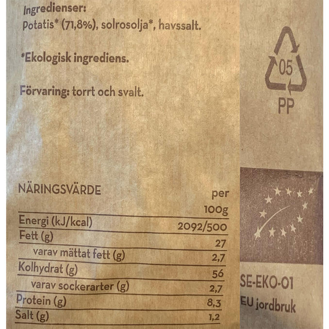 Svenska LantChips Økologiske Chips m. Salt