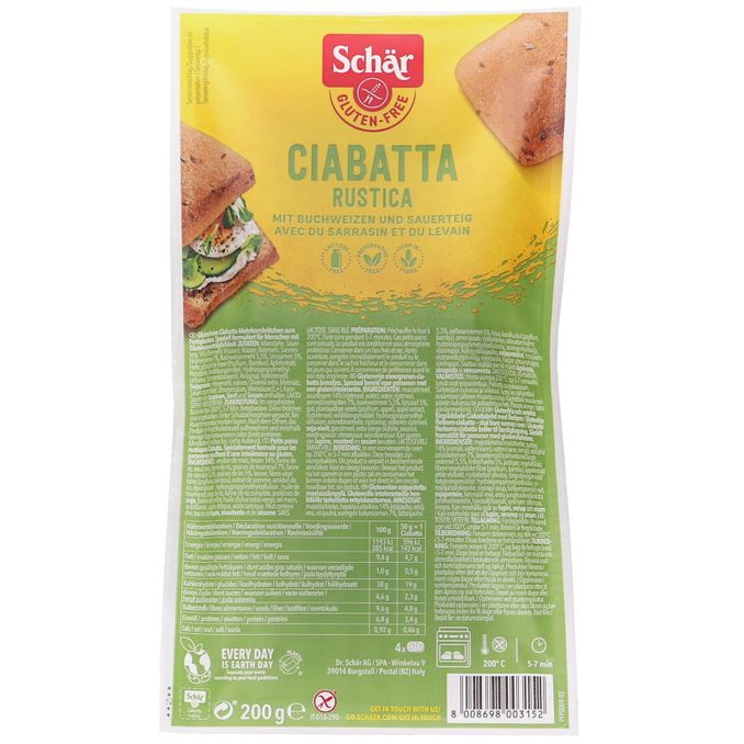 Schär Glutenfrit Ciabattabrød Rustica 200 g