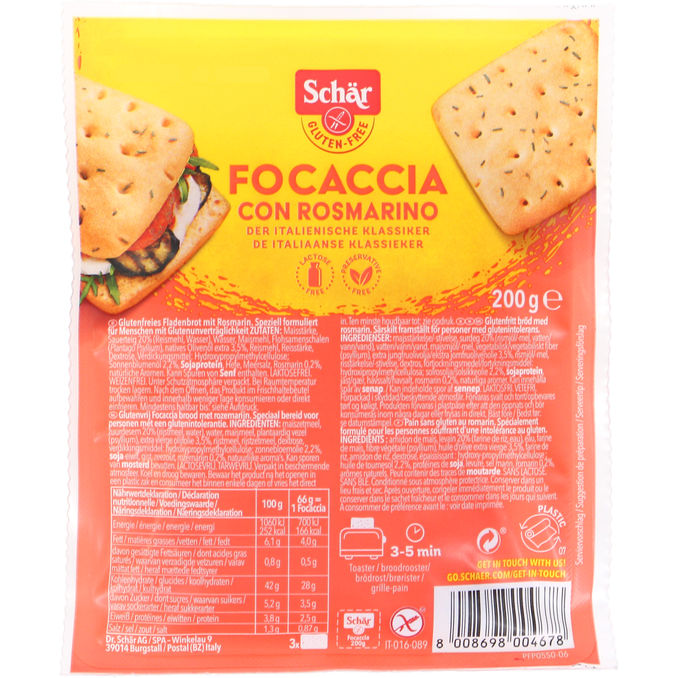 Schär Glutenfri Focaccia m. Rosmarin 200 g
