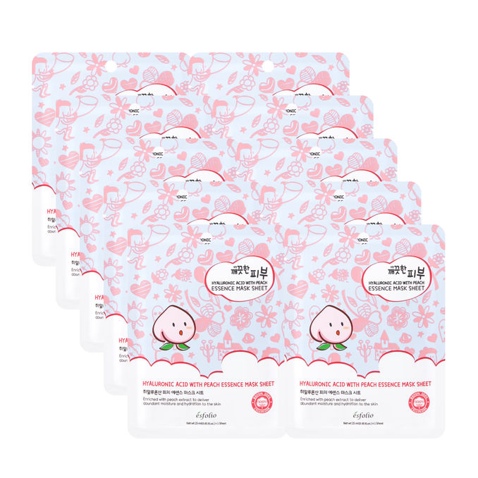 Esfolio Pure Skin Hyaluronic Acid Peach Essence Mask Sheet 10-pack