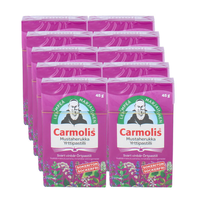 Carmolis Yrttipastilli Mustaherukka 10-pack