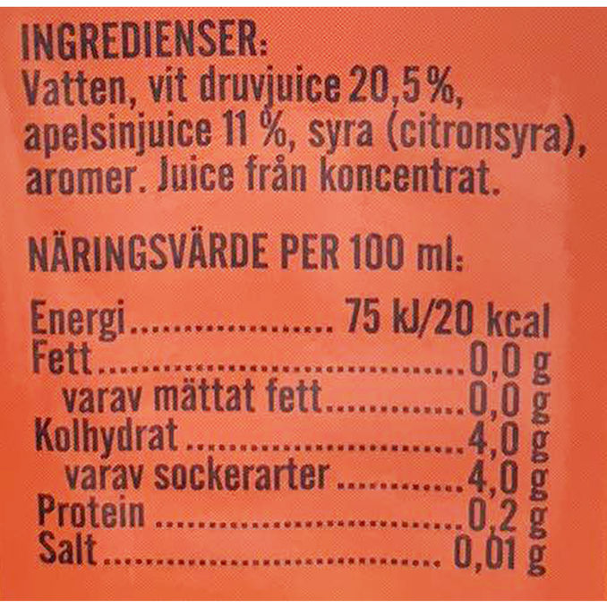 Näringsinnehåll Fruktdryck Apelsin 27-pack