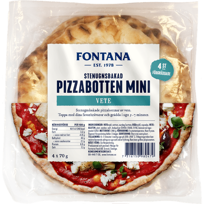 Fontana Pizzabottnar Vete Mini 4-pack