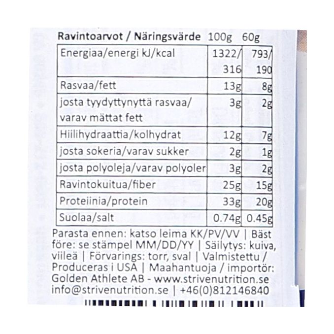 Tuotteen ravintosisältö: Proteiinipatukka Kaurasuklaalastu 12-pack