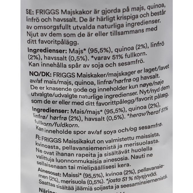 Friggs Majskakor Quinoa, Linfrö & Havssalt