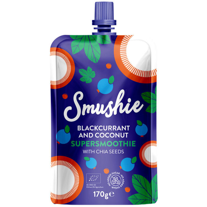 Luomu Smoothie Blackcurrant & Coconut, 170 g, Smushie | Matsmart