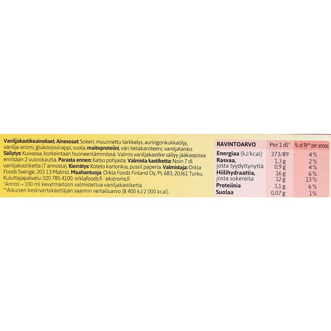 Ekströms Vaniljakastikeainekset
