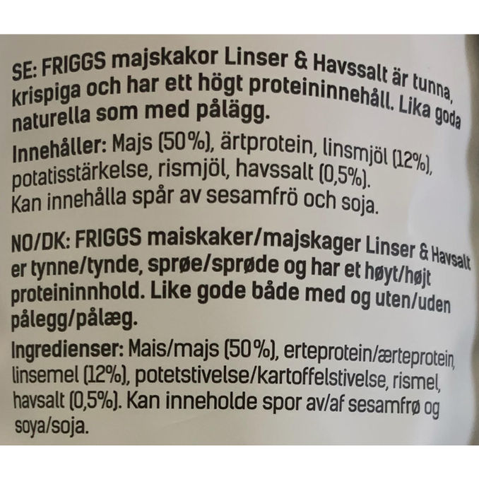 Friggs Majskakor Linser & Havssalt 6-pack