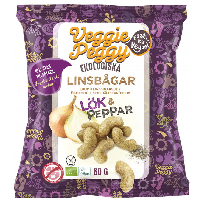 Veggie Peggy Eko Linsbågar Lök & Peppar