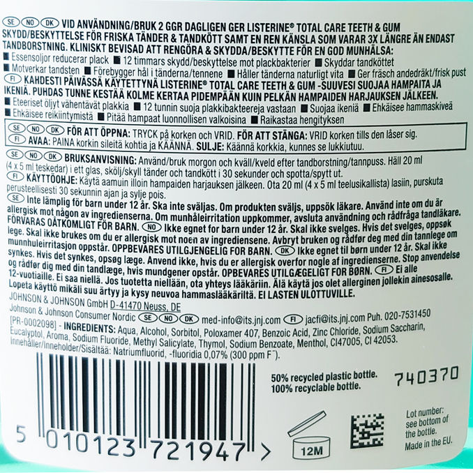 Näringsinnehåll Listerine Teeth Gum 