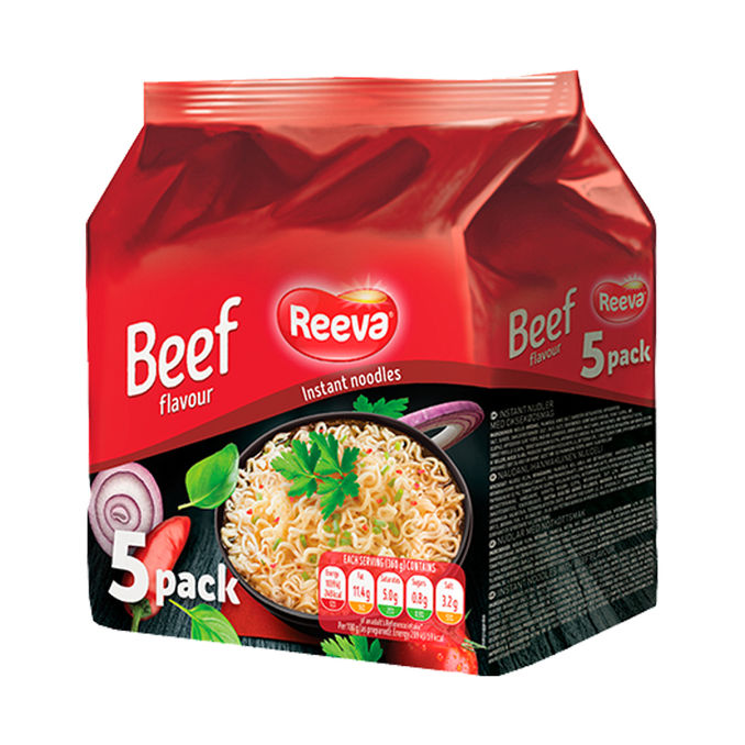Reeva Instant-Nudeln mit Rindfleischgeschmack, 5er Pack