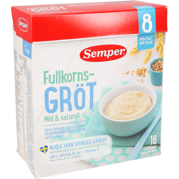 Semper Mild Fuldkornsgrød 8m 480 g