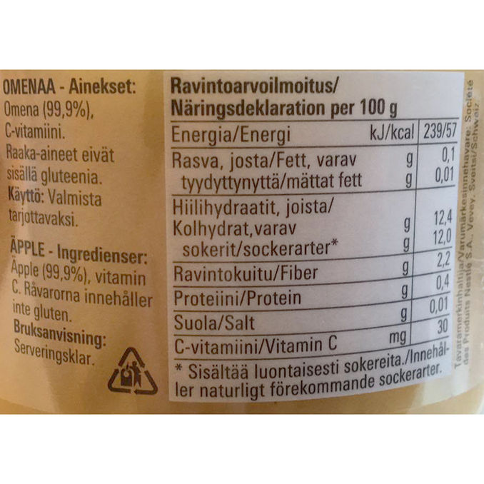 Piltti Barnmat Äppelpuré