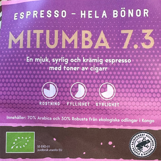 Rutasoka Espresso Kaffe Hela Bönor Eko