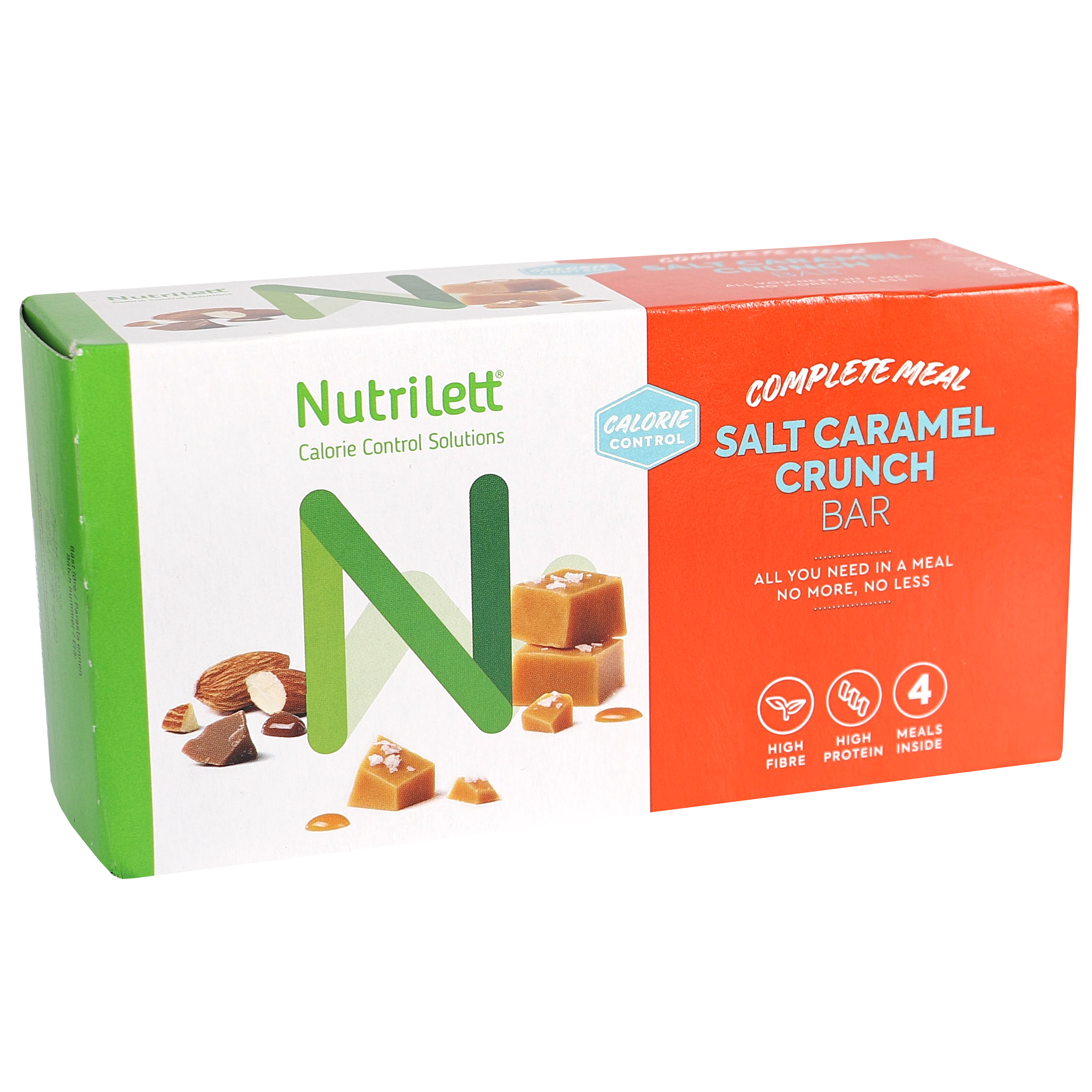 4-pak Måltidserstatningsbar Nødder & Salt Karamel, 4 x 56g fra Nutrilett |  Motatos