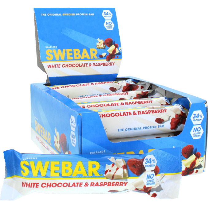 Swebar Proteinbar m. Hvid Chokolade & Hindbær 15-pak