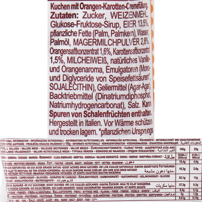 Zutaten & Nährwerte: Törtchen Orange-Karotte, 10er Pack