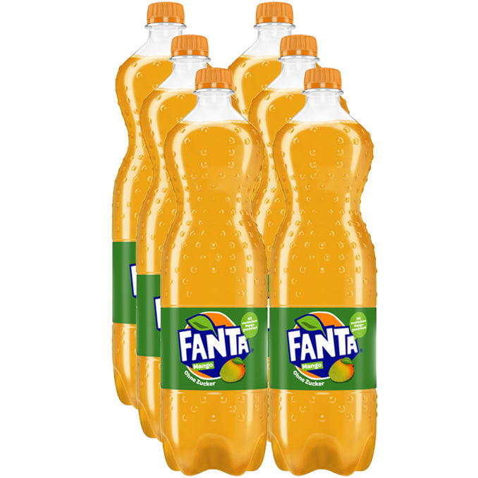 Fanta Mango ohne Zucker, 6er Pack (EINWEG)