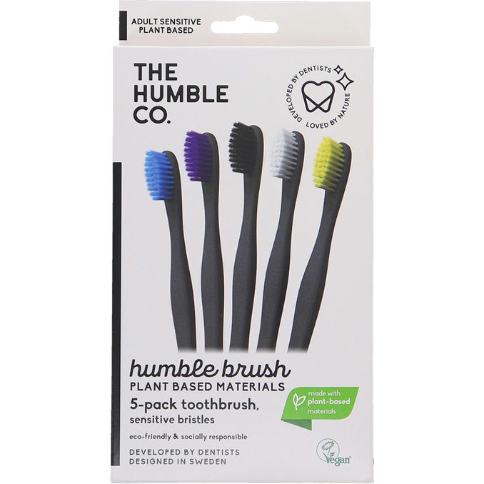 The Humble Co. Zahnbürsten aus Maisstärke, 5er Pack (soft, gemischte Farben)