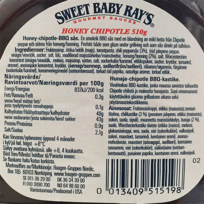 Sweet Baby Ray's BBQ-kastike Hunaja Chipotle