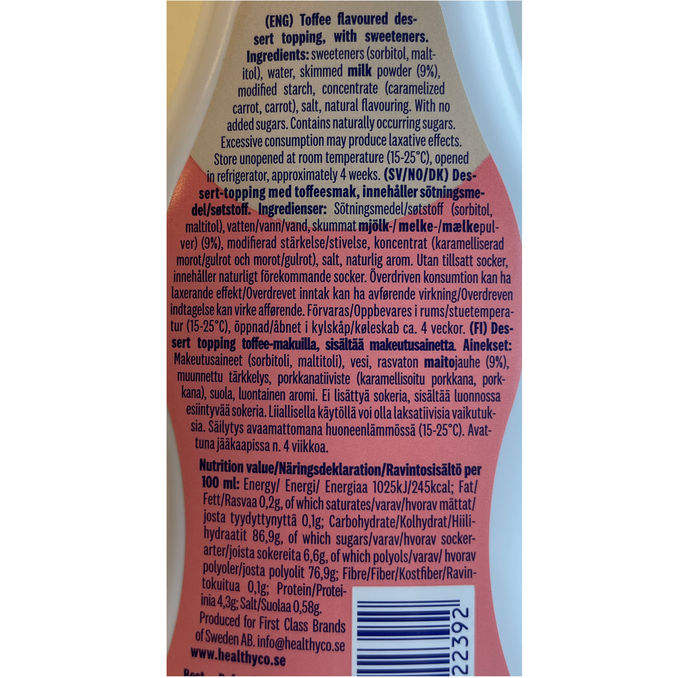 Healthyco Kolasås Topping Mindre Socker