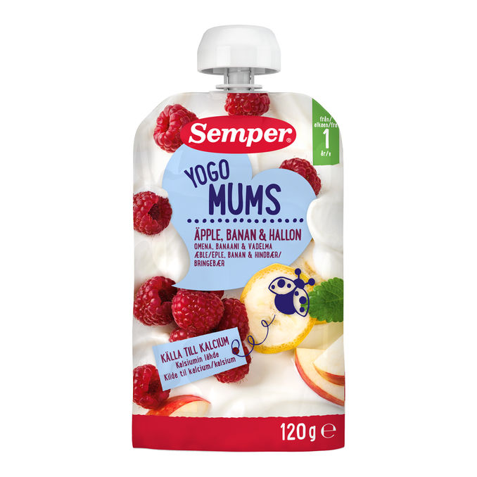 Semper Klemmepose Yoghurt Hindbær 120 g
