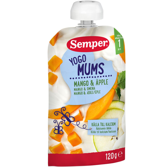 Semper Klemmepose Yoghurt Mango & Æble 1 år