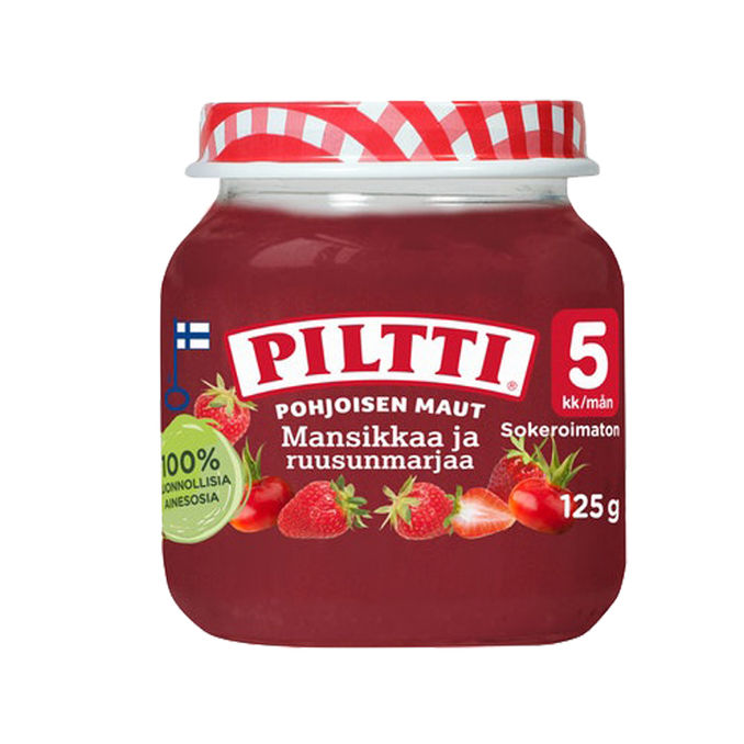 Piltti 2 x Fruktpure Jordgubb & Nypon