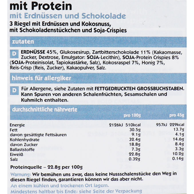 Eat Natural Peanuts & Chocolate Proteinriegel, 3er Pack