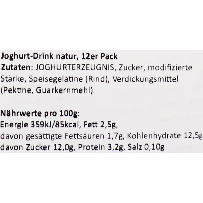 Weidendorf Joghurt-Drink natur, 12er Pack