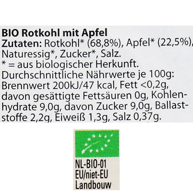 Servero BIO Rotkohl mit Apfel im Glas