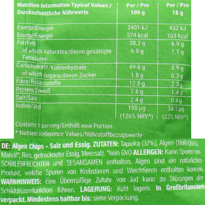 Abakus Seaweed Chips Sea Salt & Vinegar 