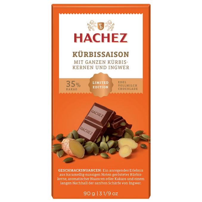 Hachez Vollmilchschokolade Kürbis-Ingwer