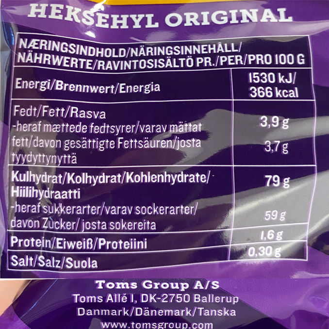 Næringsindhold Heksehyl 375g