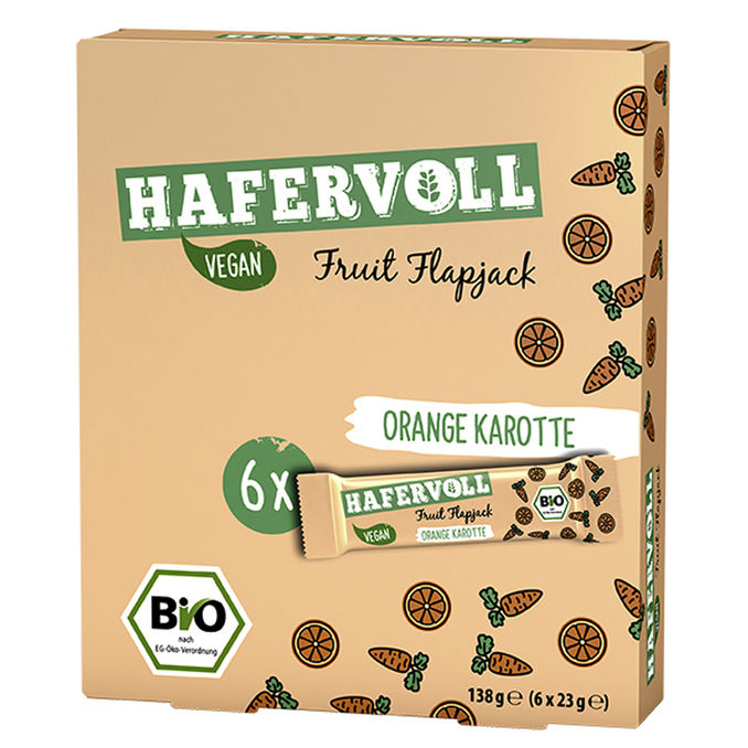 HAFERVOLL BIO Fruit Flapjacks Orange Karotte 