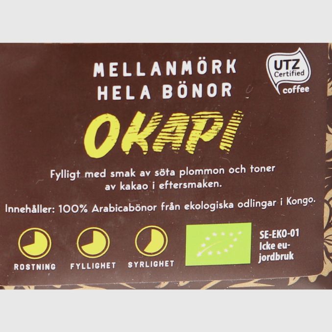 Zutaten & Nährwerte: BIO Kaffee "Okapi", ganze Bohnen