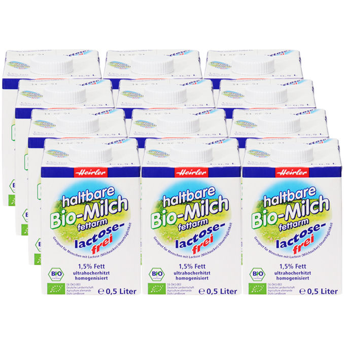 Heirler BIO H-Milch laktosefrei 1,5%, 12er Pack