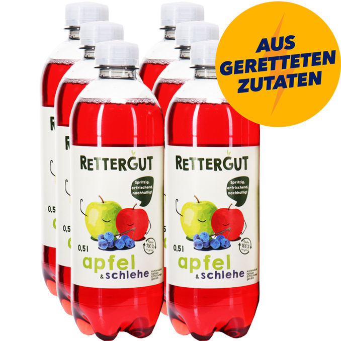 Rettergut Apfel & Schlehe Erfrischungsgetränk, 6er Pack (EINWEG) zzgl. Pfand