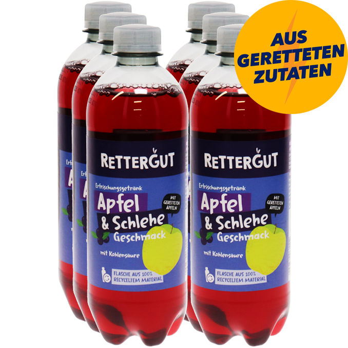 Rettergut Apfel & Schlehe Erfrischungsgetränk, 6er Pack (EINWEG) zzgl. Pfand