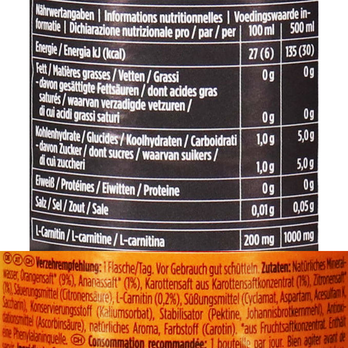 POWERBAR L-Carnitine Drink Multifruit, 12er Pack (EINWEG) zzgl. Pfand